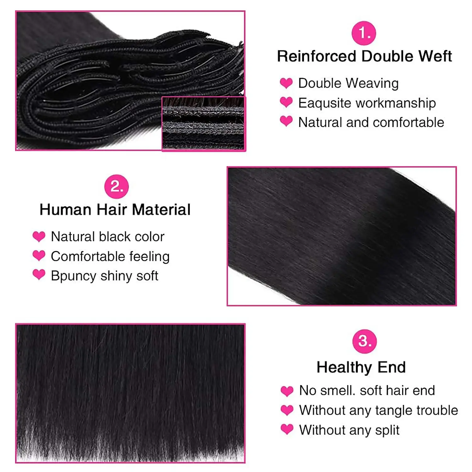 Clip In Hair Extensions Straight Brazilian Full Head Clip In Human Hair Extensions 16-26 Inches Natural Black Color 1B 8Pcs 120G