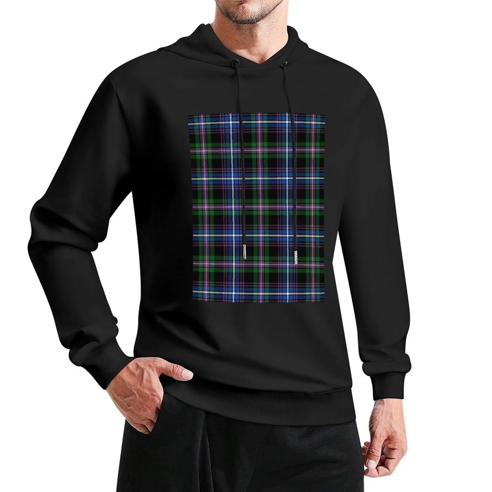 

Auld Lang Syne Blue Tartan Pullover Hoodie men's sweat-shirt hooded shirt autumn hoodie