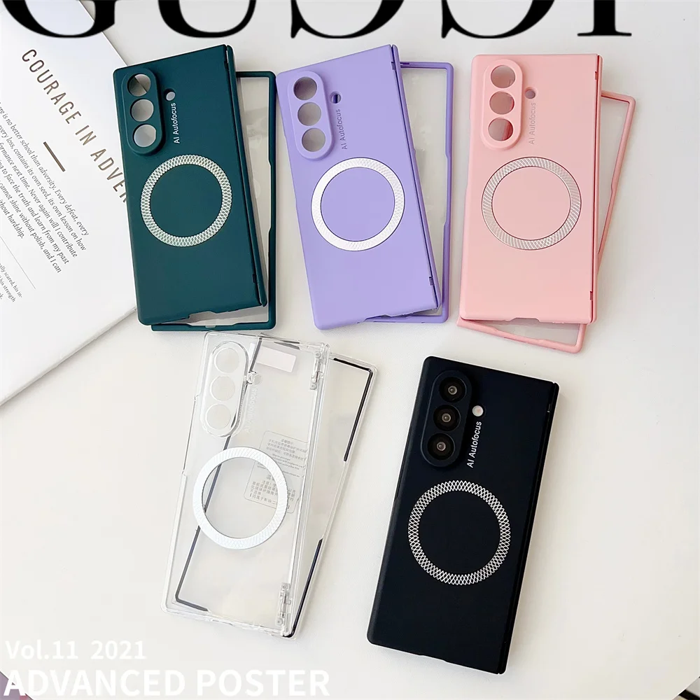 

Magnetic Wireless Charging Phone Case for Samsung Galaxy Z Fold 7 ZFold7 6 5 with Film Full Protective Cover