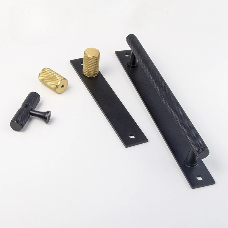 Maniglie per mobili zigrinate in ottone Maniglia per barra per armadio con piastra di base Maniglia per porta per mobili strutturata con pomelli per cassetti battiscopa