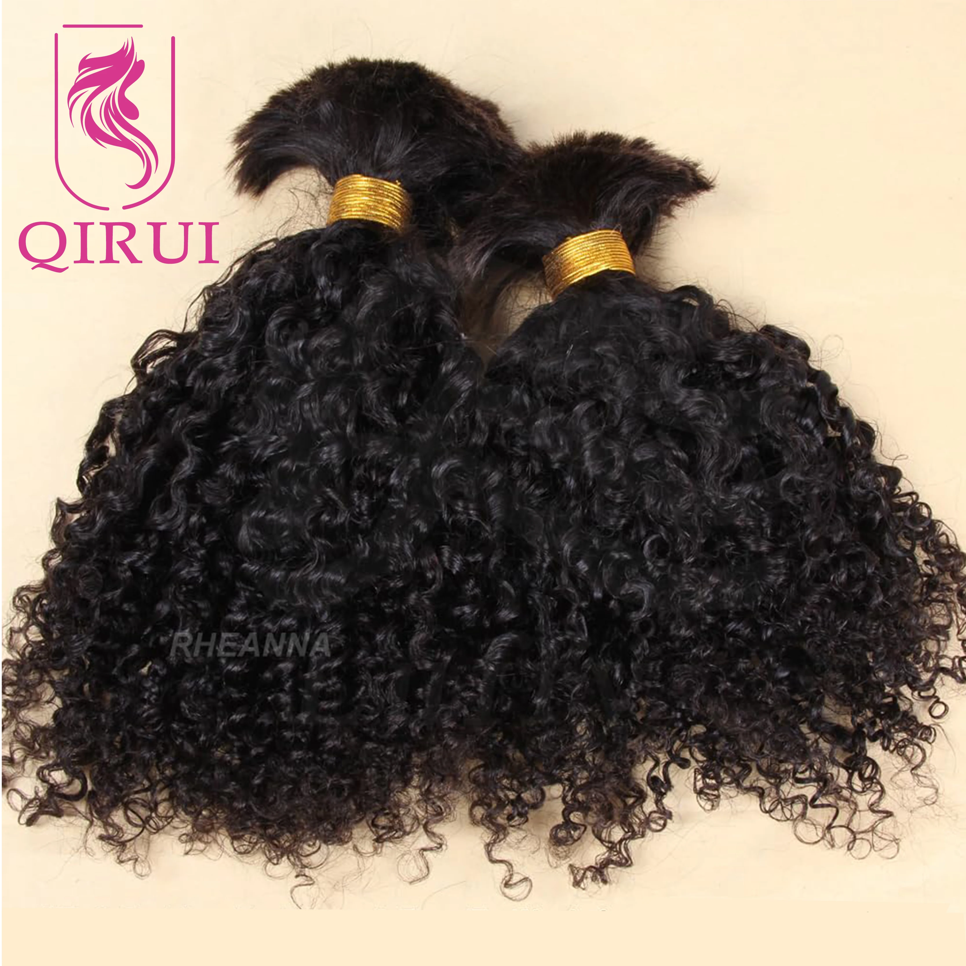 Kinky Curly Bulk Hair Human Hair For Braiding Burmese Bulk Hair Extensions Indian Double Drawn Full End Bulk Hair Bundles