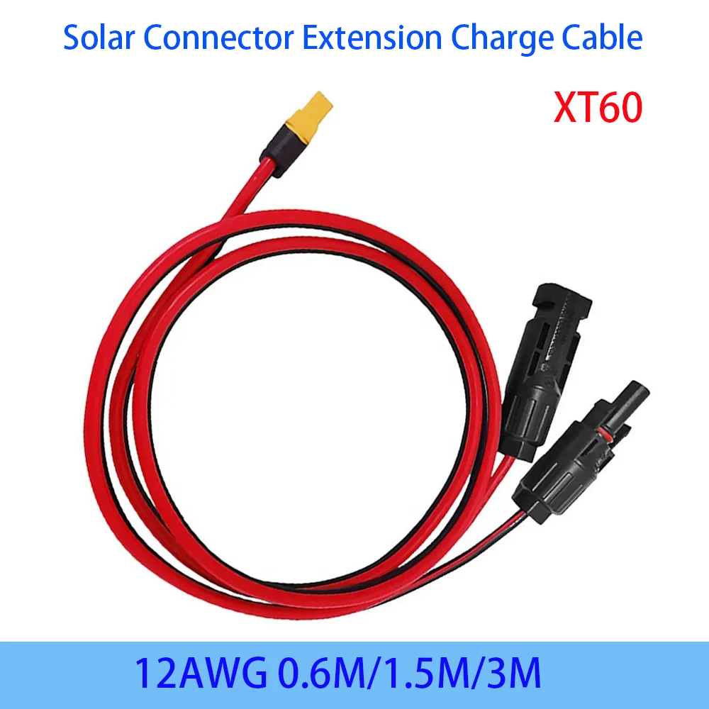 

12AWG 0.6M/1.5M/3M Adapter to Solar Male Female Connector Extension Charge Cable Wire Connector Cablefor Portable Power Station