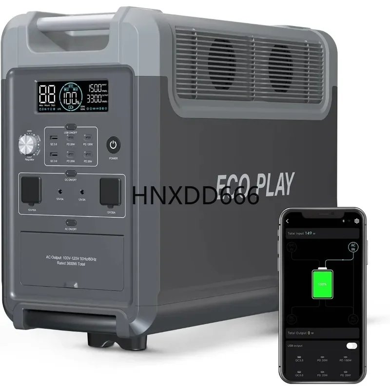 Portable Power Station 3600W, 3840Wh LiFePO4 Battery, Expandable to 11520Wh, Solar Generator with 2000W Solar Capability