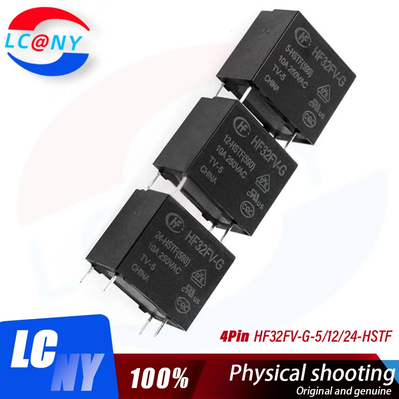 5Pcs New Original HF HF32FV-G-5-HSTF HF32FV-G-12-HSTF HF32FV-G-24-HSTF 10A DC5V 5V 12V 24V Power Relay