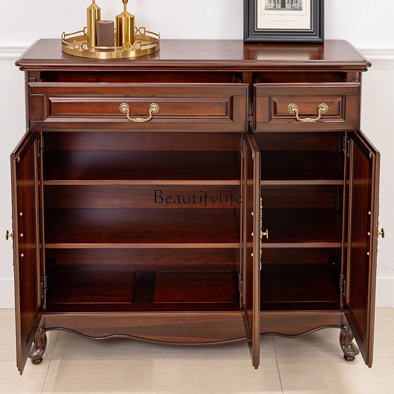 American Style Solid Wood Shoe Cabinet Entrance Hall Cabinet Home Doorway Storage Shoe Rack
