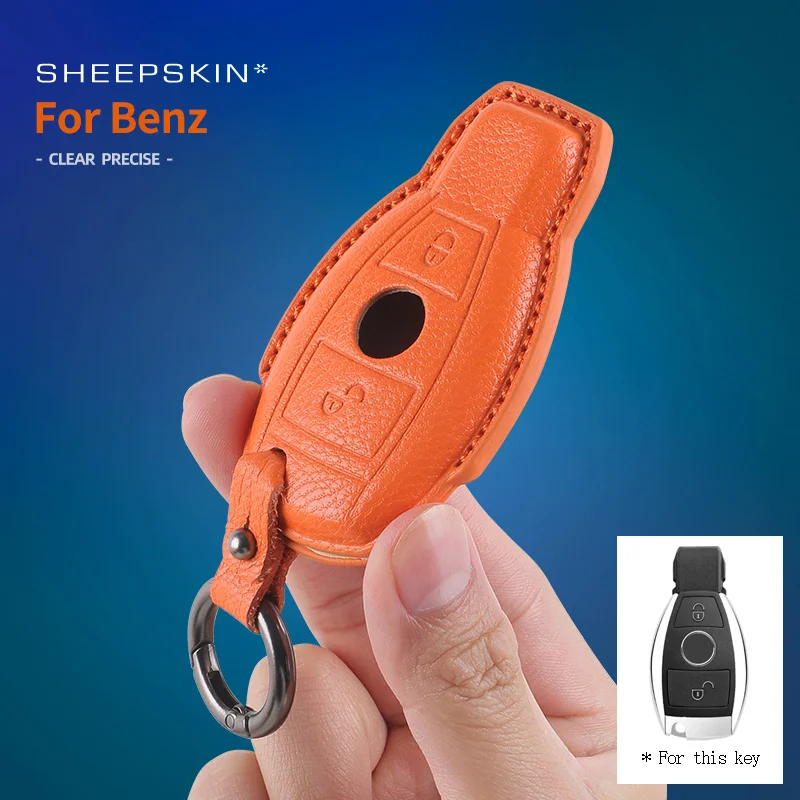 Goatskin Car Key Case Cover Shell For Mercedes Benz a b c E Class GLS GLA GLK GLC CLS CLA AMG W204 W205 W212 W463 W176