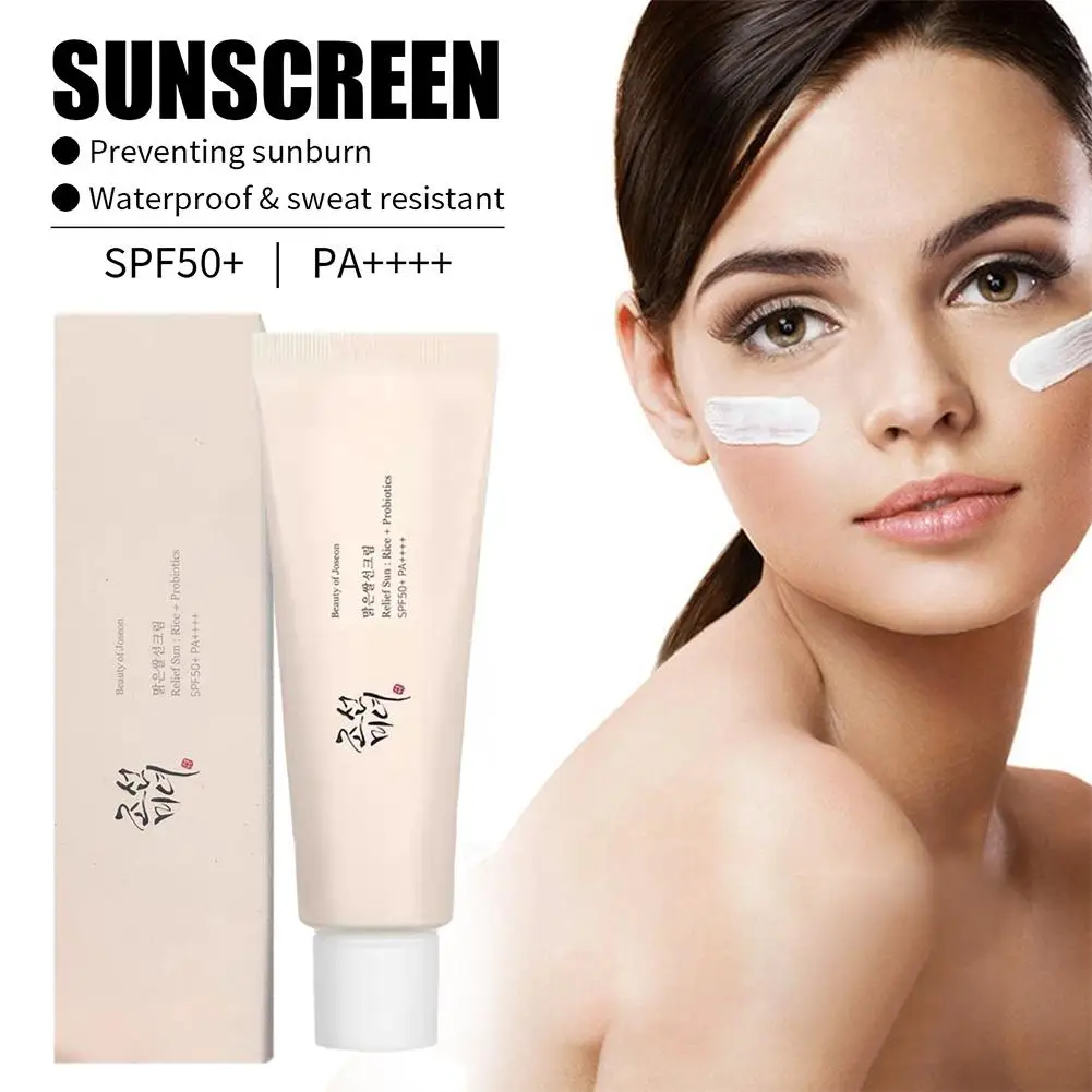 Probióticos de arroz coreano SPF50 + protector solar crema blanqueadora de la piel bloqueador Solar Anti UV bloqueador solar suero hidratante suave Facial