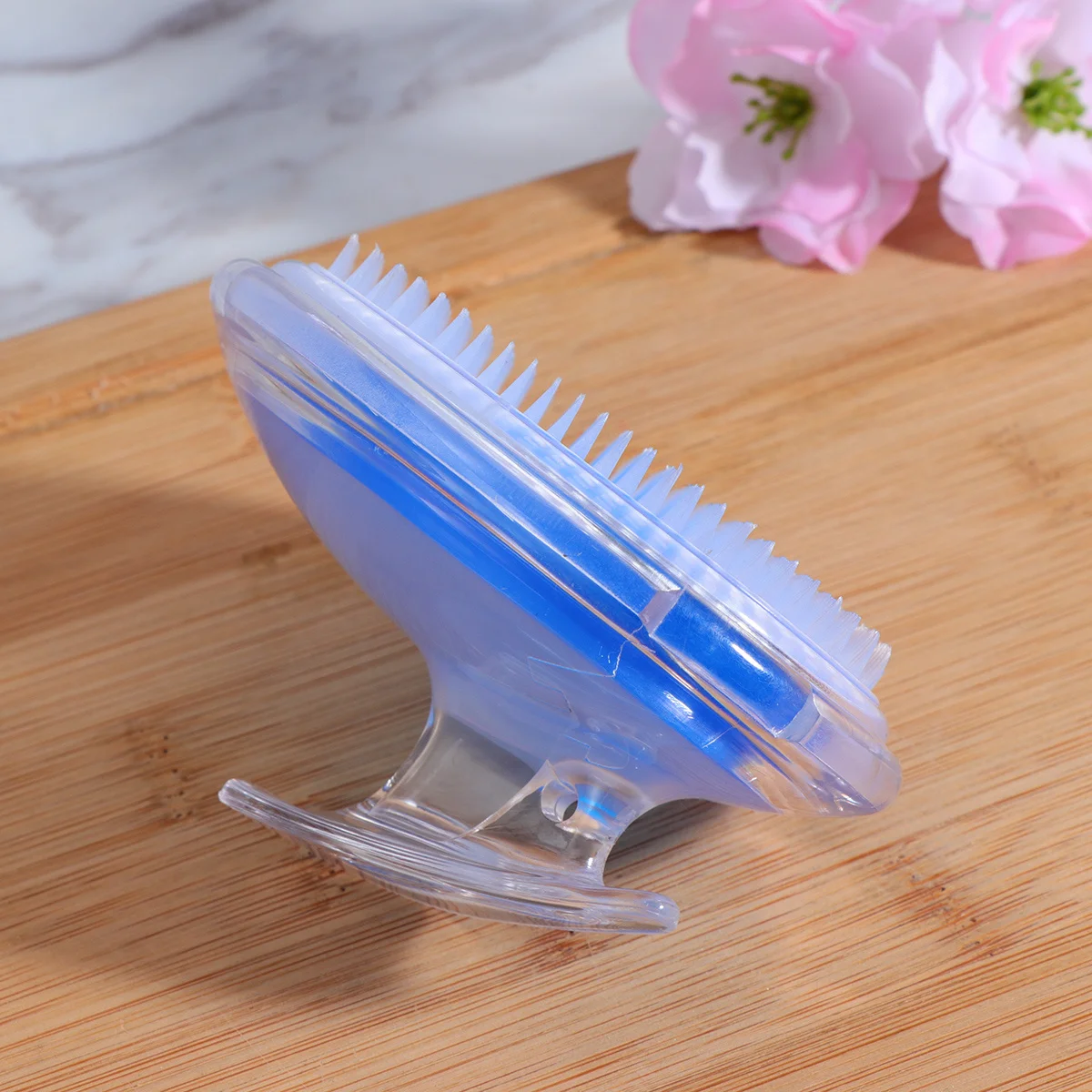 

Синяя круглая массажная расческа против кожи головы, прочный инструмент для укладки волос из ПВХ, простой в использовании для запутанных завязанных волос