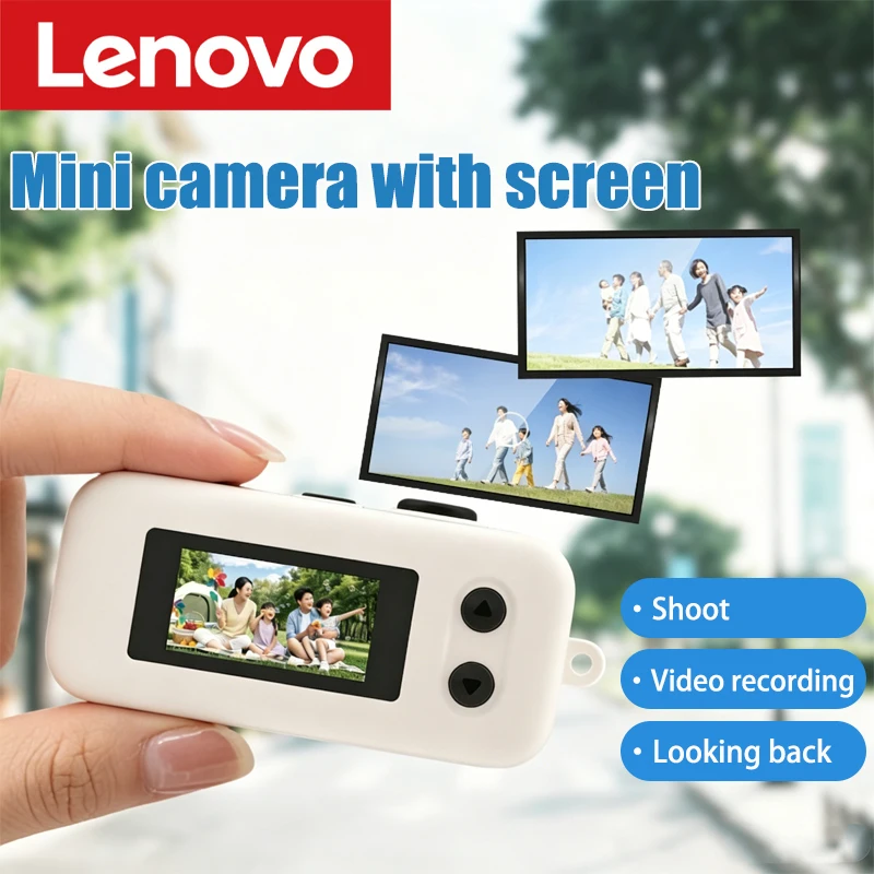 Lenovo Mini Digital Camera 16x Zoom 2K HD Retro CCD Portable Perfect for Vlogging Keychain Camera Student-Friendly With Flash