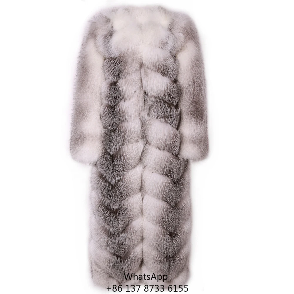 

2023 Winter Women Luxury Long Fox Fur Coat Outerwear High Quality Natural Fox Fur Jacket Ladies