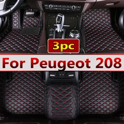 Car Floor Mats For Peugeot 208 A9 2012~2018 Carpets Luxury Leather Mat Durable Rugs Anti Dirty Pad Set Car Accessories 2013 2014