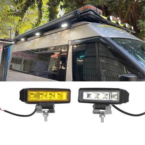 6-Zoll-LED-Lichtleiste, weiß, gelb, Arbeitsscheinwerfer, Nebelpads, Licht für Offroad-LKWs, Traktor, Allradantrieb, SUV, Boot, Golfwagen, 12 V, 24 V
