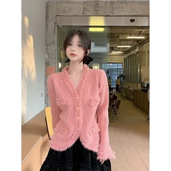 Women Clothing Korean Version V-neck Long Sleeve Quilted Coats Autumn Winter Fashion Elegant All-match Solid Coats Mock Pock top