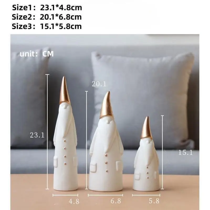 Nordic Simple Ceramic Crafts, Santa Claus, Animal Decoration, TV Cabinet Entrance, Bed Room, Creative Home Decoration,  Set of 3