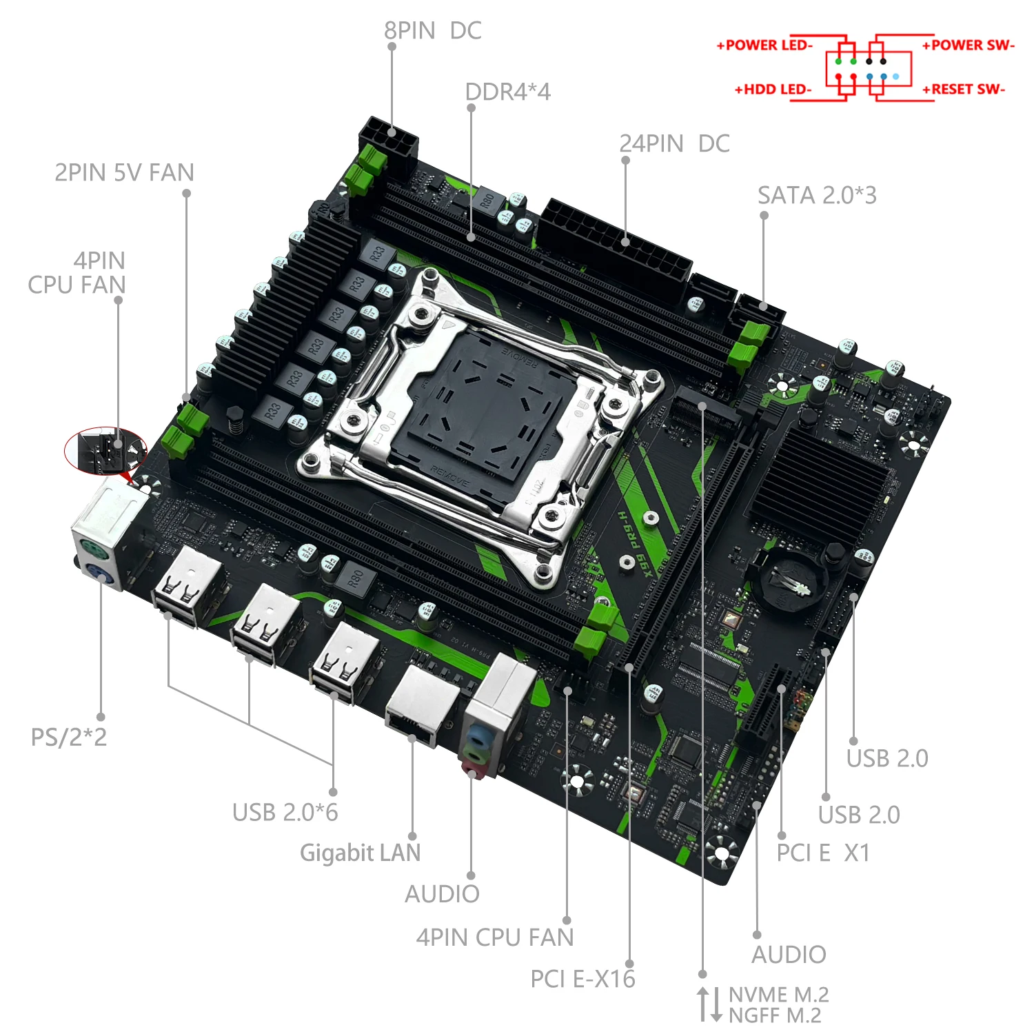 MACHINIST X99 PR9-H เมนบอร์ดชุด Intel LGA2011-3 Xeon E5 2650 V4 CPU + DDR4 1*16GB 2133MHz RAM หน่วยความจํา NVME M.2 SATA