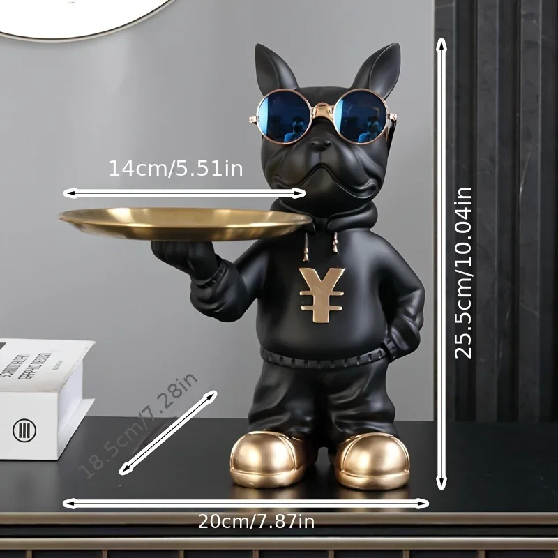 Resin Dog Statue Room Decoration, French Bulldog Statue, Modern Aesthetic Desk Decoration Storage Tray Project Gift