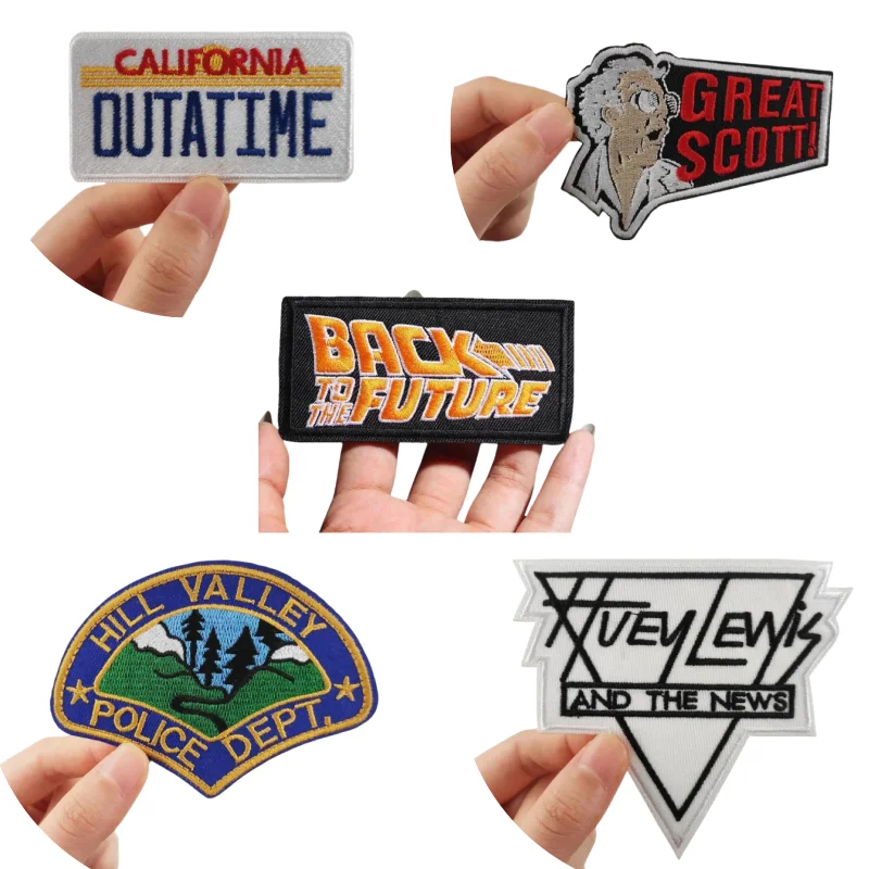Back To The Future Tactical Patch Embroidered Iron on Movie Patches on Clothes Morale Badge Thermo-adhesive Backpack Stickers