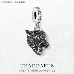 New Black Cat Pendant Lucky Charm Mystical Predator Gift For Women Men Summer 925 Sterling Silver Punk Jewelry
