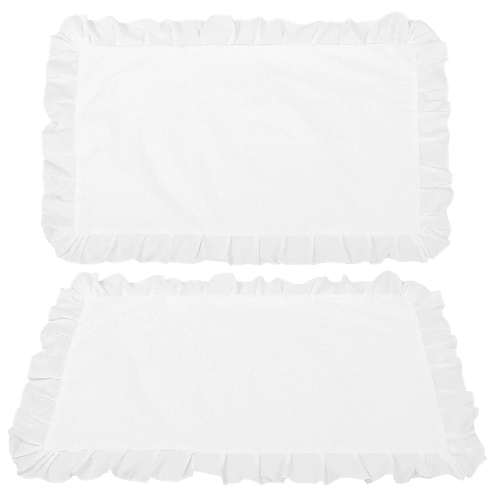 

1Pair Cotton Pillowcases White Ruffled Edges Decorative Pillow Covers Soft Skin Friendly Bedroom Cushion Cover