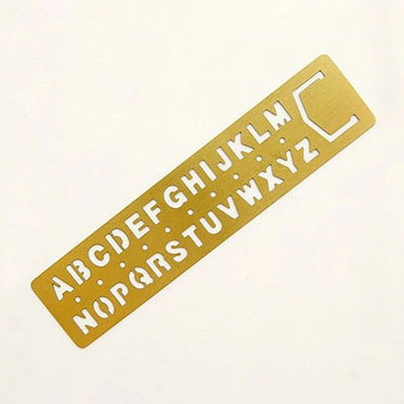 Multifunctional Metal Hollow Straight Ruler Number Letter Pattern Bookmark Kawaii Stationery Drawing Template Measuring Tool