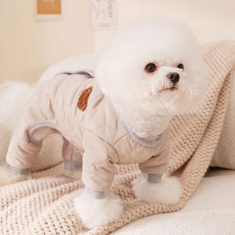 Warm Pet Dog Jumpsuit Padded Winter Puppy Onesie Waterproof Dog Clothes for Small Dogs Cute Cat Coat Pet Jacket Dog Down Jacket