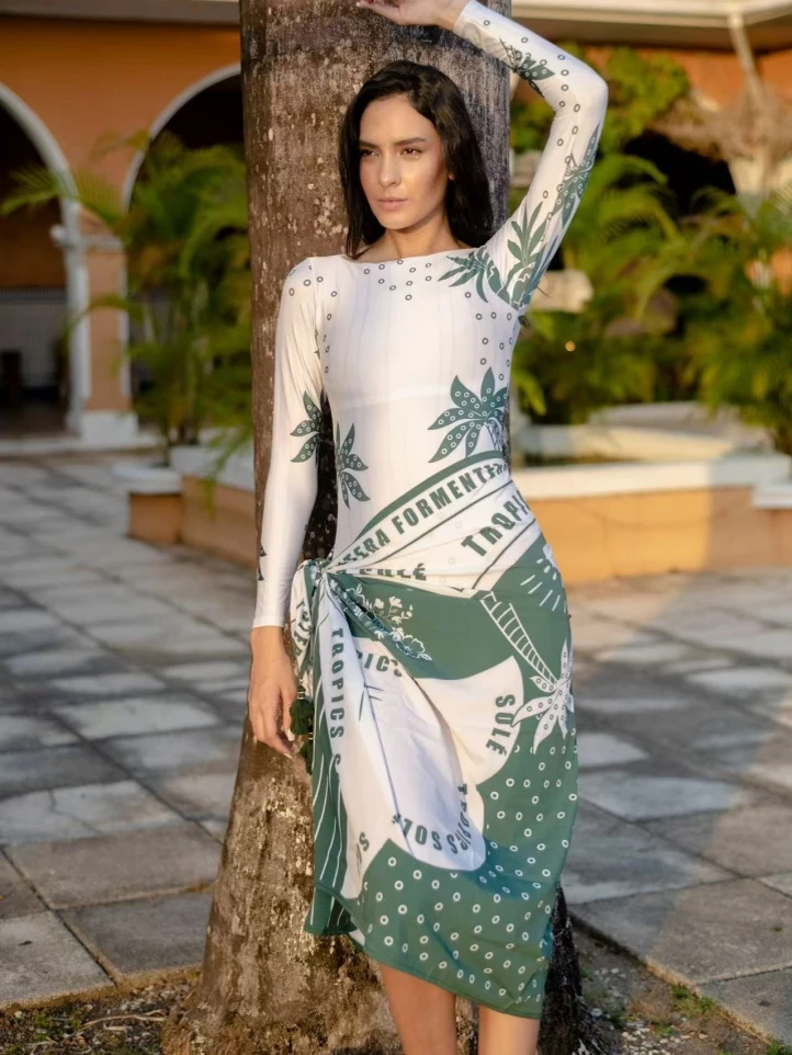 Retro-Bikini, bedruckt, modisch, zweiteiliger Badeanzug und Vertuschung mit Rock, enger Damen-Verband, Sommer, Strand, luxuriös, elegant