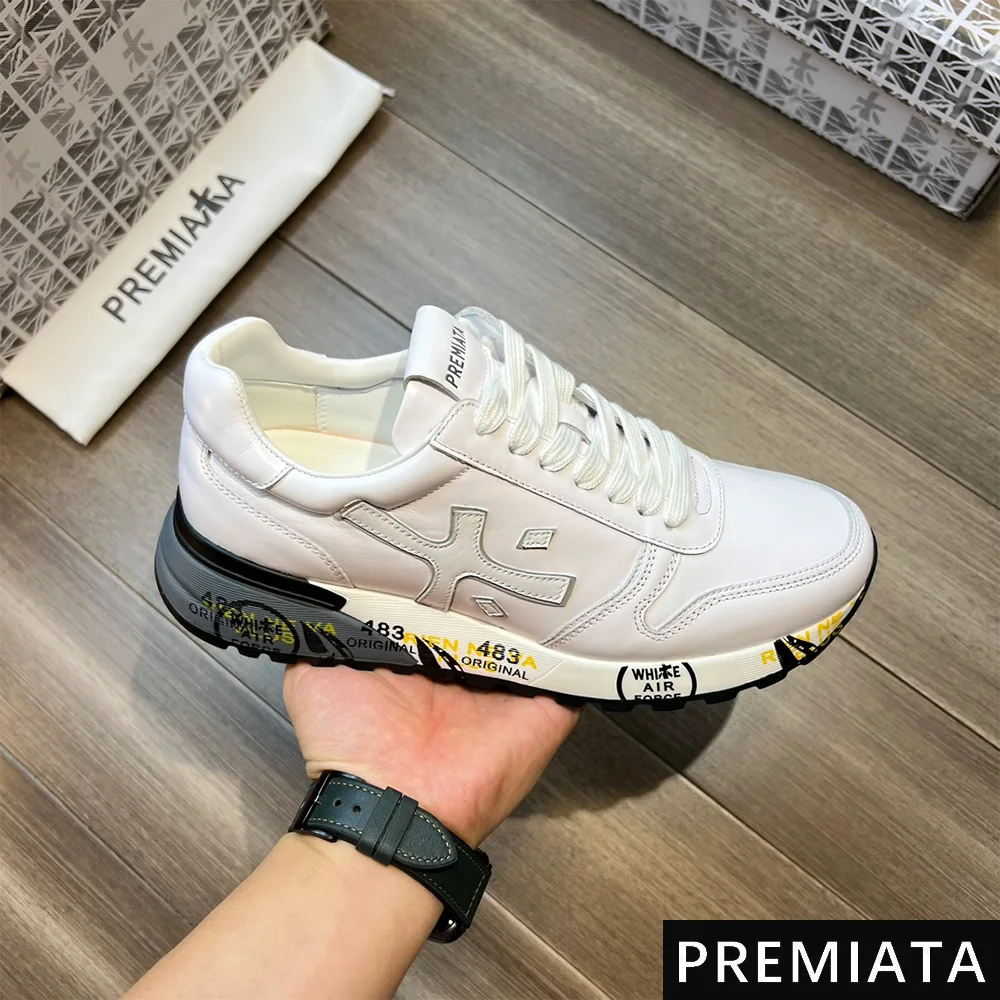 PREMIATA Men's Fashion Niche Trendy All-match Casual Small White Shoes Light Luxury Suede Simple Comfortable Retro Sports Shoes