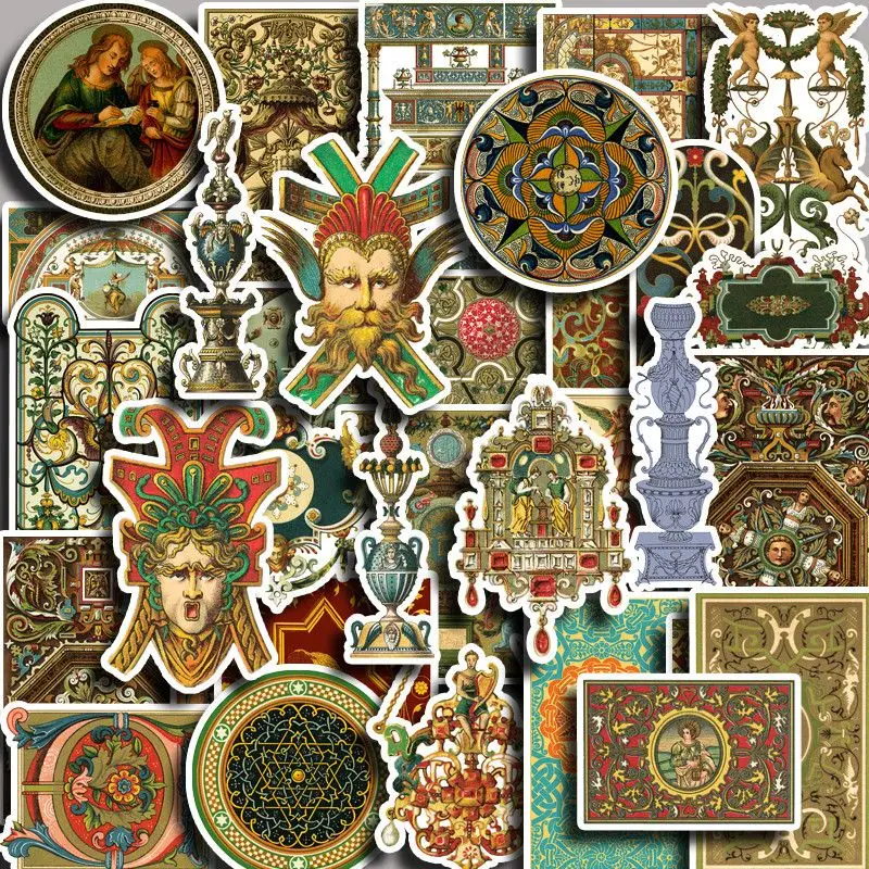 

35pcs Retro Medieval Church Palace Waterproof Die-cut Sticker for Scrapbooking Collage Junk Journal Laptop Phone Case Stationery