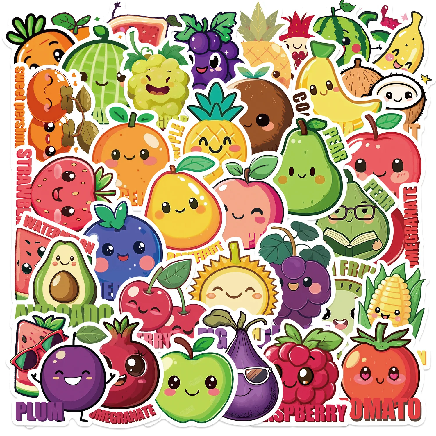 10/30/50 Uds. Pegatinas de grafiti de frutas bonitas de dibujos animados, guitarra decorativa, cuaderno, equipaje, calcomanías DIY, pegatinas impermeables para niños