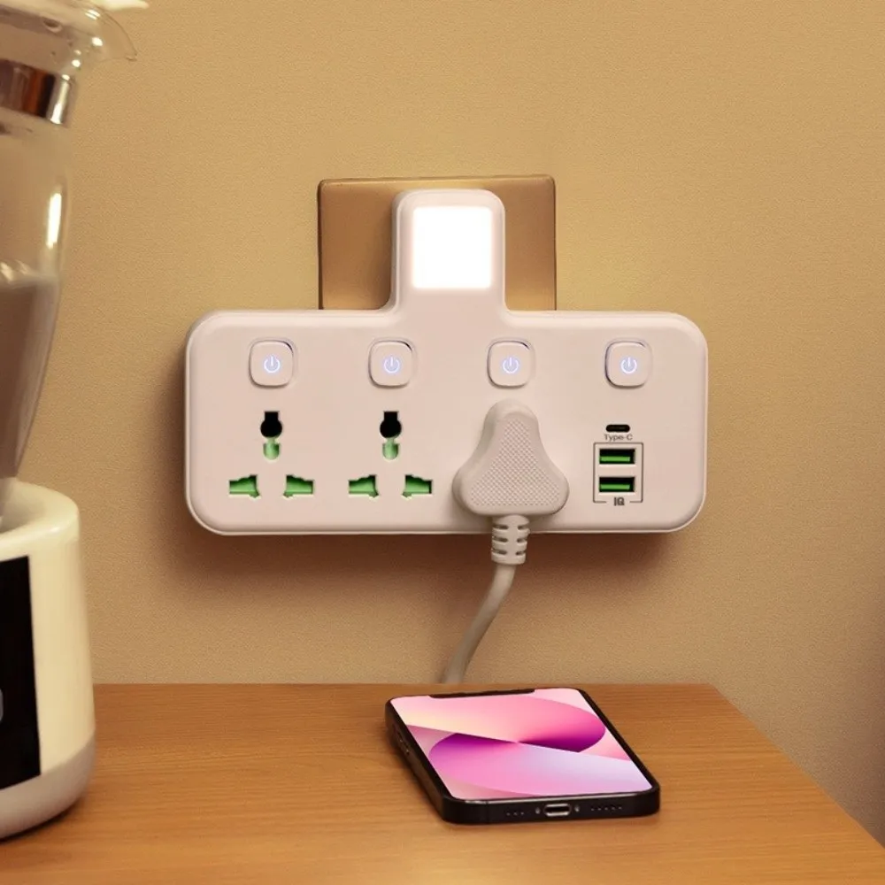 Light Indicator AC Power Strip Portable Universal Compatibility Wall Mounted Socket Durable Electrical Accessory Home Office - Image 3