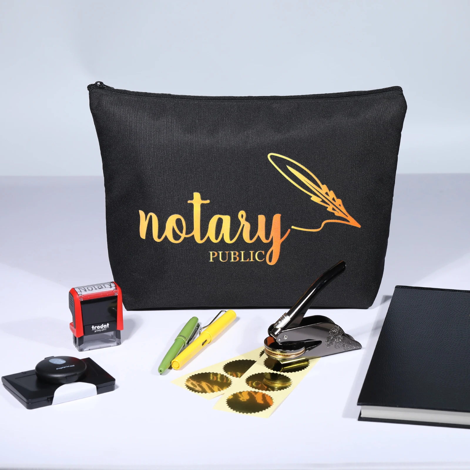 Notary Bag Large Notary Public Supply Bag with Zipper Notary Tools Accessories Pouch for Record Book Handbook Seal Stamp Documen