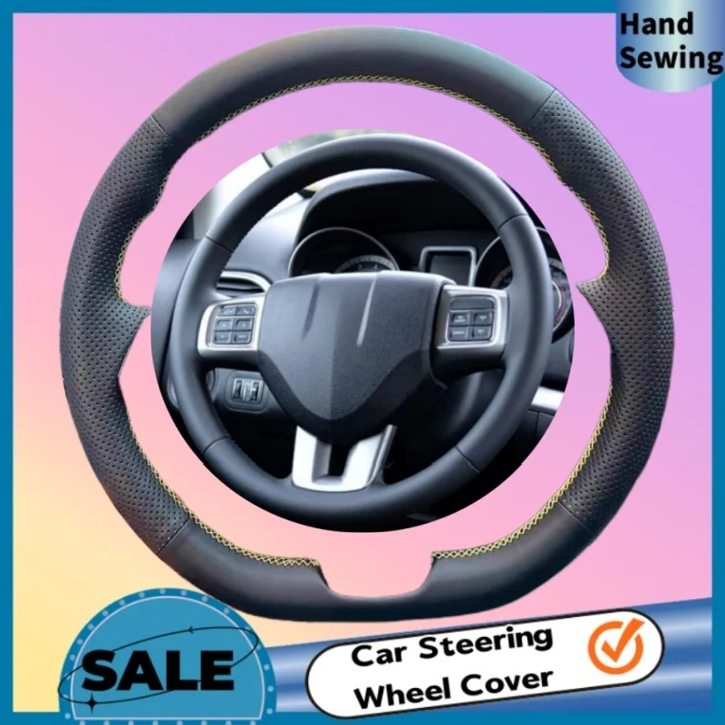 

DIY Abrasion-resistant Anti-slip Breathable Genuine Leather Steering Wheel Cover For Dodge Grand Caravan Journey Avenger Durango