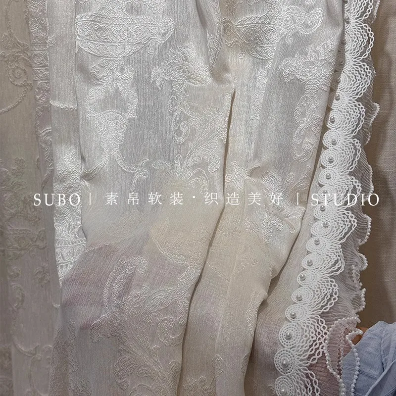 

French Rococo Jacquard Curtain for Girls' Wind Window Decoration and Partition Curtain for Living Room and Bedroom