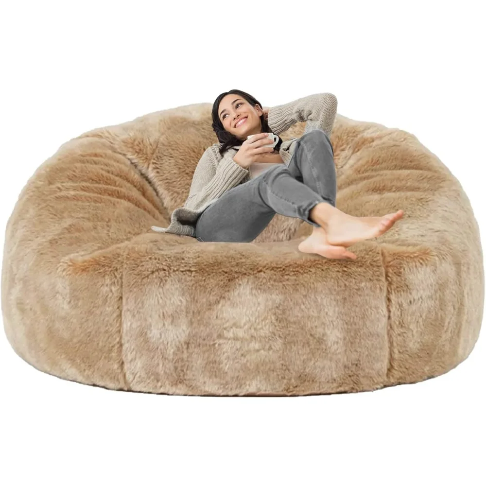 

Taotique 6FT Giant Bean Bag Chair Cover (Cover only, No Filler) Soft Faux RH Fur Sofa Bed Cover Washable Bean Bag Couch Cover