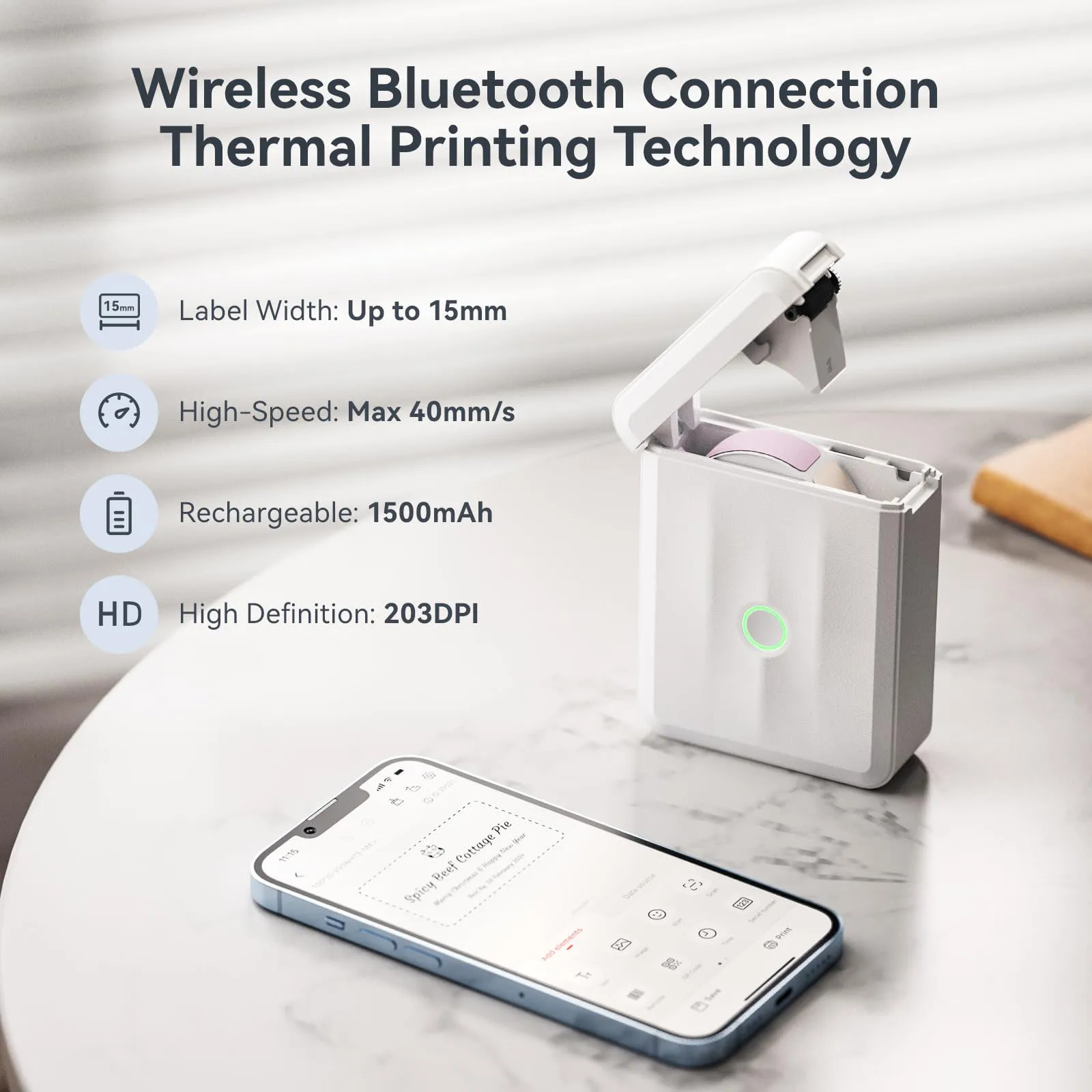 NIIMBOT D110 Label Printer Bluetooth Thermal Printer Self-Adhesive Sticker Printer For Office/Organization/Home Kitchen/School