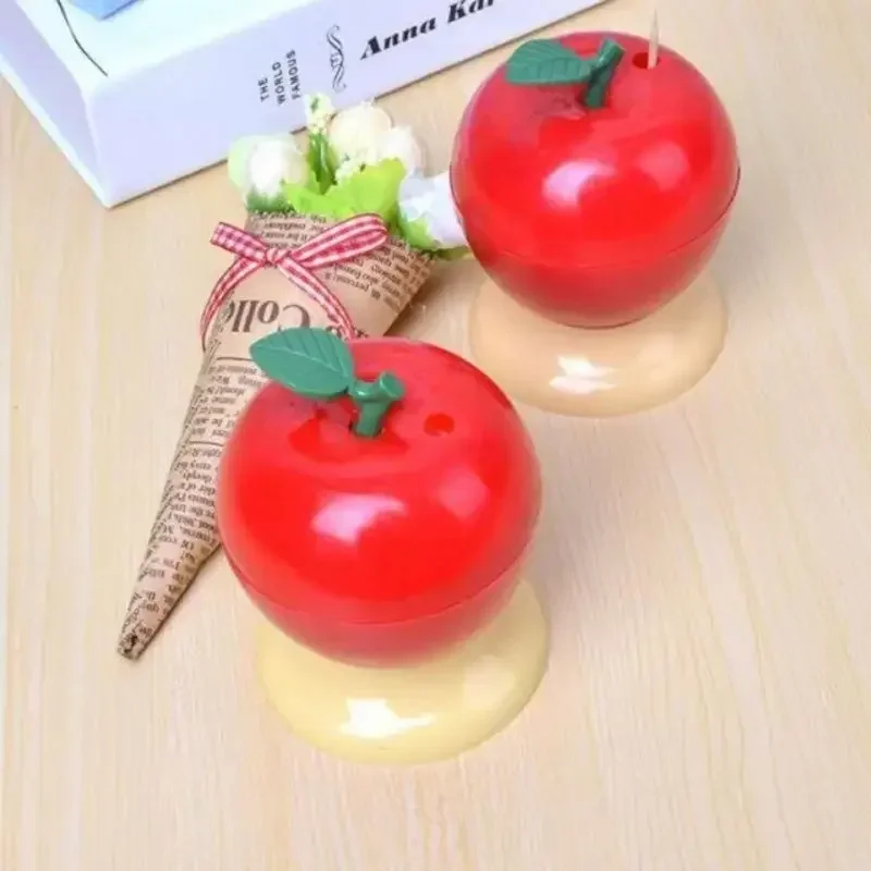 Automatic Toothpick Holder Press Type Fruit Apple Shape Toothpick Box Plastic q tip holder  gadgets tecnológicos