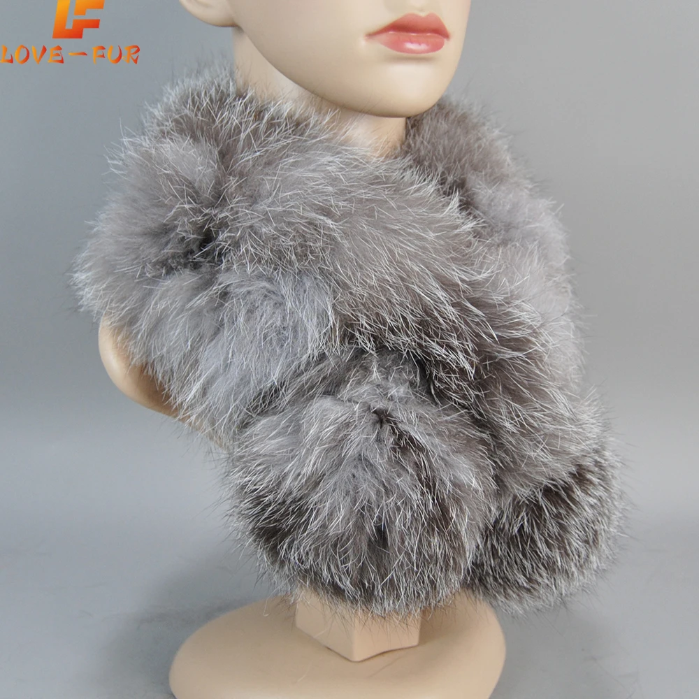 

Ladies Luxury Black New Arrival Fashionable Soft Scarfs Female Real Fox Fur Scarf Winter Warm Genuine Knitted Fox Fur Scarves