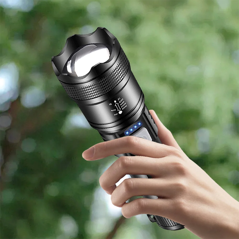 XHP50 Handheld LED Flashlight Power Display Powerful LED Flashlight Mobile Power Bank Super Bright Flashlight for Camping Hiking