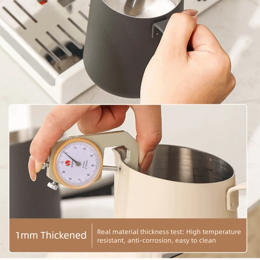 

Stainless Steel Milk Frothing Pitcher Long Rounded Spout 500/750ml Milk Foam Cup No-drip Comfortable Handle Latte Art Jug