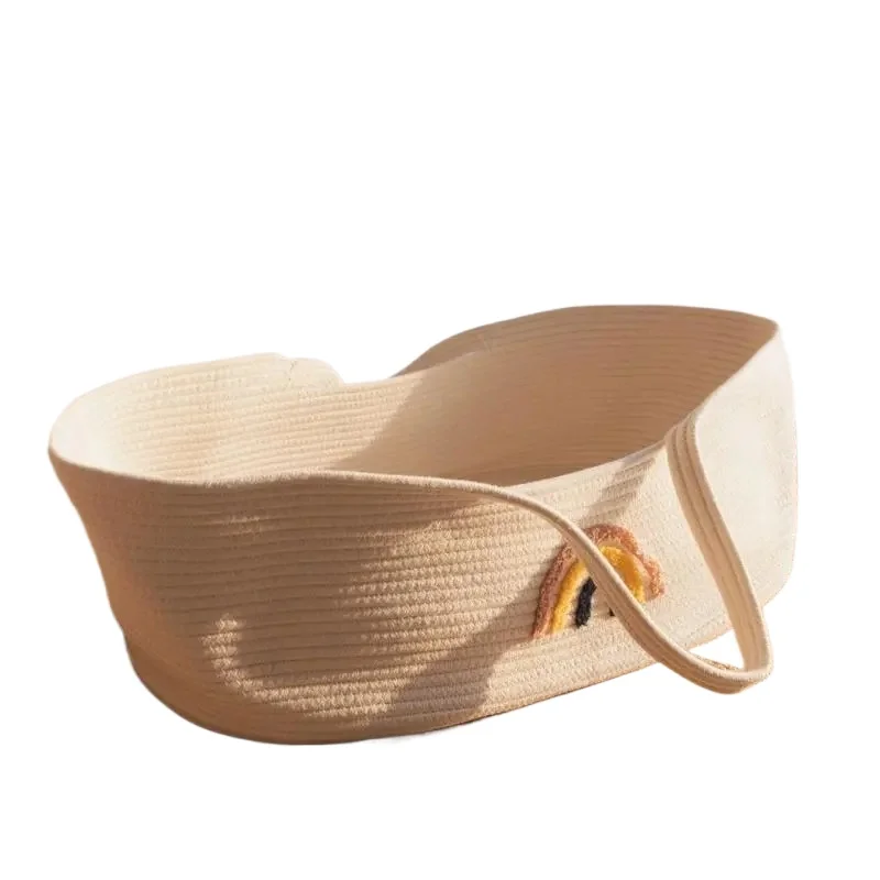 

Оригинальная хлопковая веревка, детская кроватка, ручная корзина для новорожденных, детская колыбель, уличная спальная корзина, портативная мебель