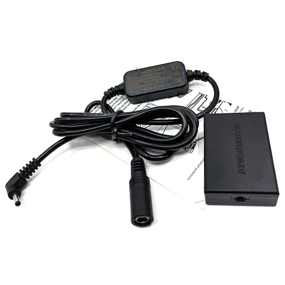12V-24V Step-Down Power Cable + DR-E17 DC Coupler LP-E17 Dummy Battery For Canon EOS M3 M5 M6 EOS-M3 EOS-M5 EOS-M6 EOS-M6Mark II