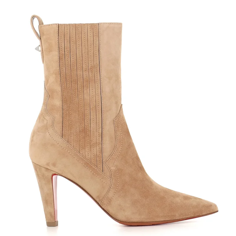 

Metal Rivet Patchwork Suede Sewing Ankle Boots Sexy Pointed Toe Thin Heel Leather New Arrival Autumm/Winter Modern Boots