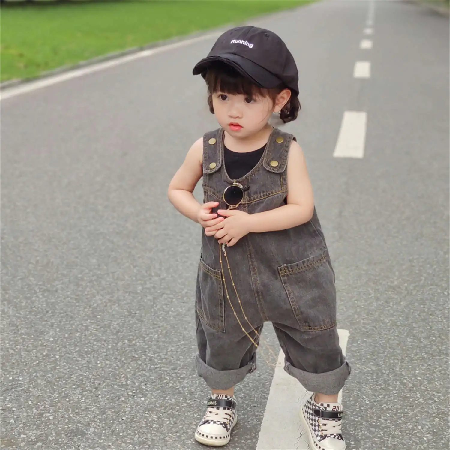 Girls Fall Backpack Pants Korean Cowboy 2023 New Spring and Fall Clothing Retro Jumpsuit Baby Boys Cute