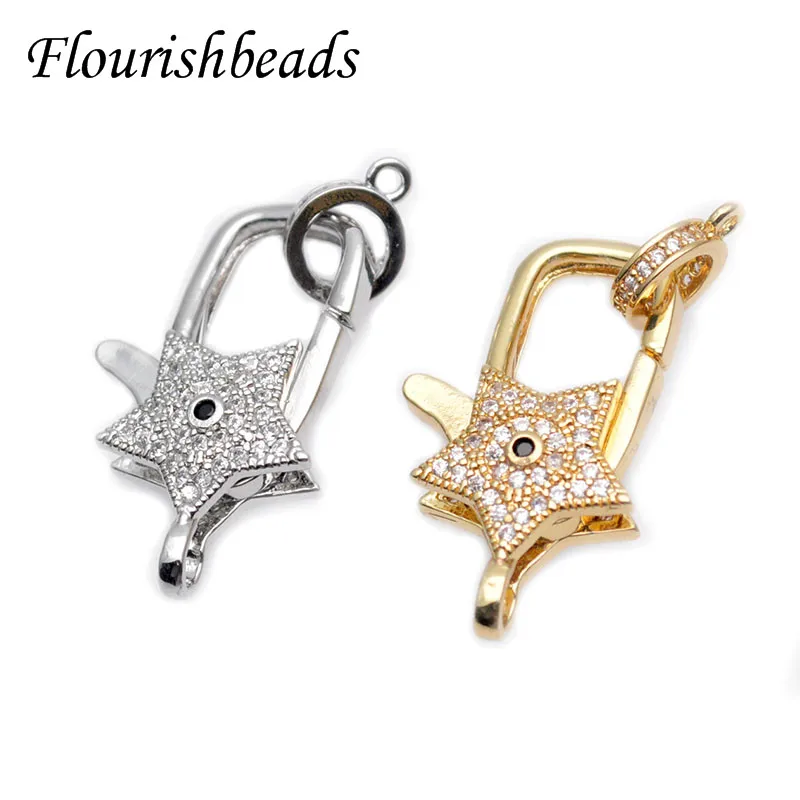 

10pcs Luxury Paved CZ Beads Jewelry Findings Decorative Fasteners Lobster Clasp Accessories for Women Jewelry Making Supplies