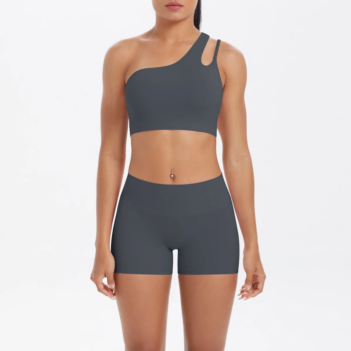 Yoga Anzug Sport Set Gym Sport Crop Tops Einfarbig Nylon Yoga Bh Laufen Radfahren Sport Gym Workout Yoga Shorts – Detail 29
