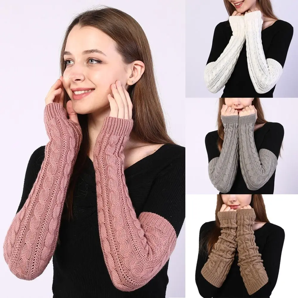 

Fingerless Long Wrist Gloves Arm Warmers Twists Shape Elbow Mittens Finger Sleeves Cover False Sleeves Half Finger Gloves Girls