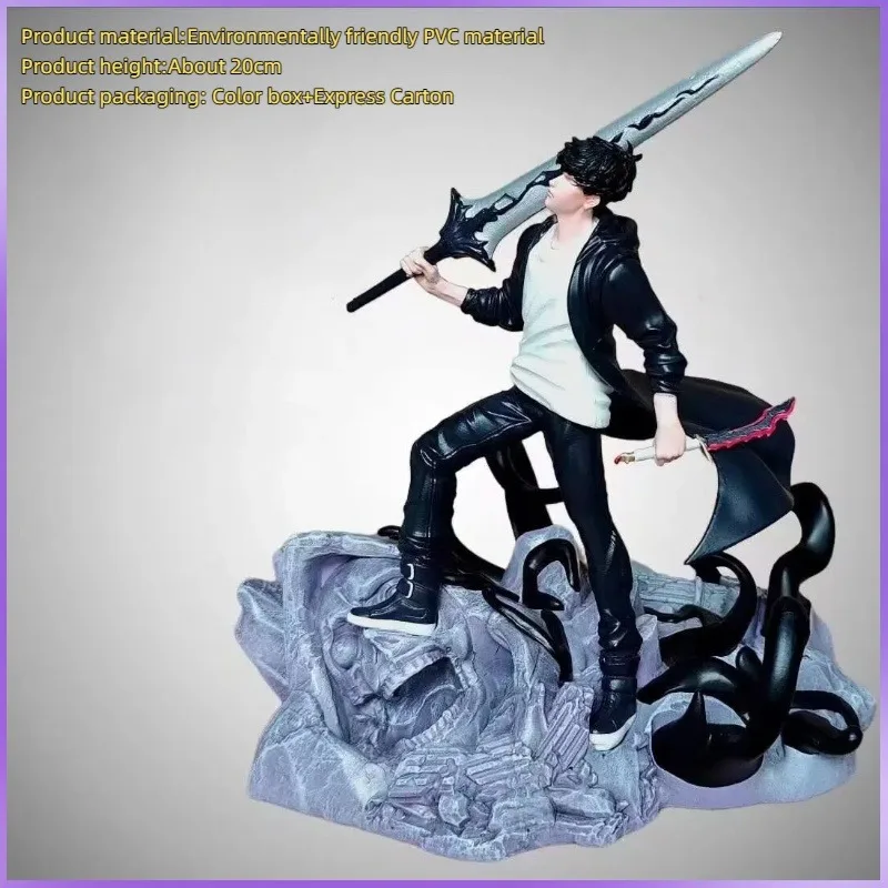 Solo Leveling 20cm Anime Figures Cheng Xiaoyu Sung Jin Woo Battle Scene Action Figures Collection Ornaments Model Doll Gift Toys