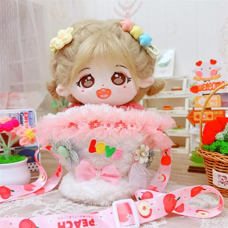 

Creative Funny Cartoon Bouquet Bag Doll Clothes for 20cm Plush Doll Cute Stuffed Fat Body Naked Idol Doll DIY Clothes Accessory