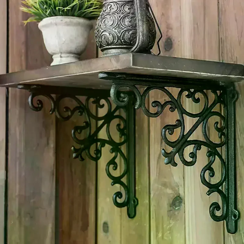 Vintage Cast Iron Decorative Shelf Bracket Triangular Wall Support Heavy Duty Rustproof Floating Shelf Holder Home Decor