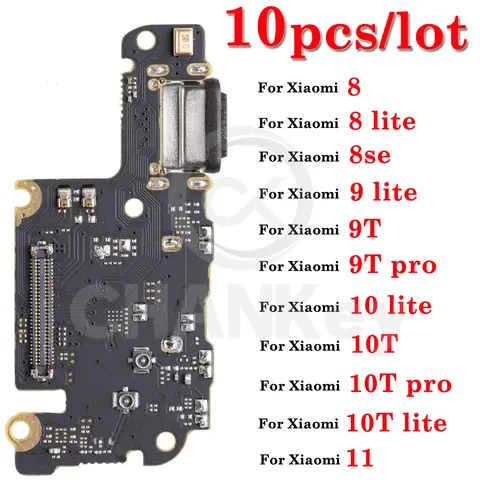 10pcs Xiaomi Mi 8 9 10 8T 9T 10T lite pro SE Dock 충전기 커넥터 플렉스 케이블 용 새 USB 충전 포트 플렉스 교체 부품